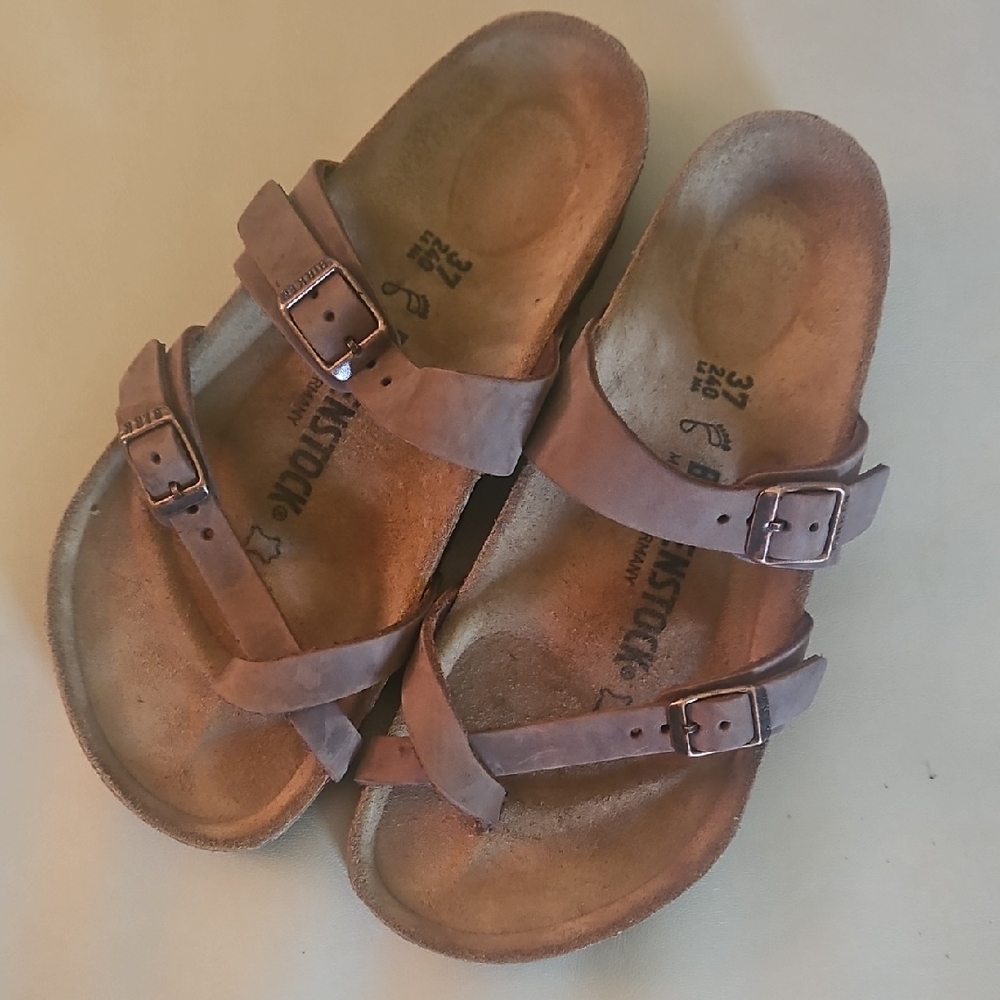 Birkenstock Tan MAYARI Leather Sandals